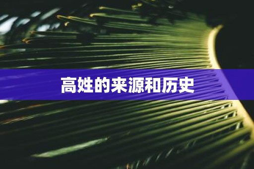 高姓的来源和历史