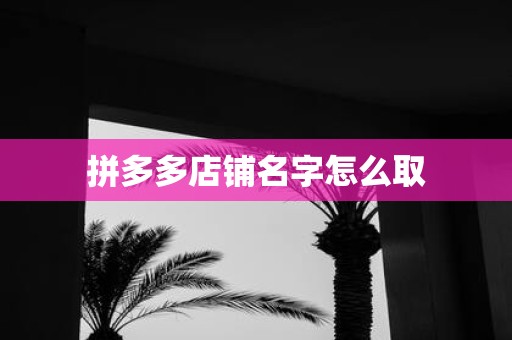 拼多多店铺名字怎么取