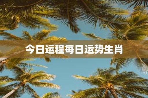今日运程每日运势生肖