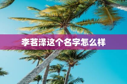 李茗泽这个名字怎么样