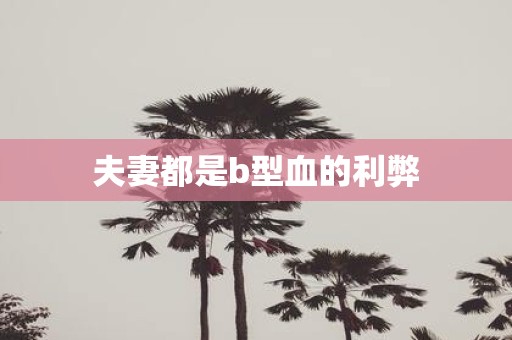 夫妻都是b型血的利弊