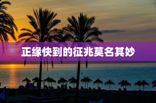 正缘快到的征兆莫名其妙