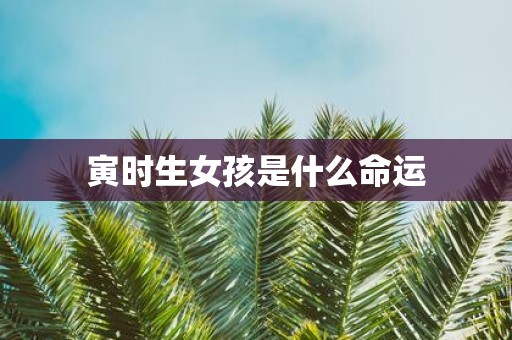 寅时生女孩是什么命运