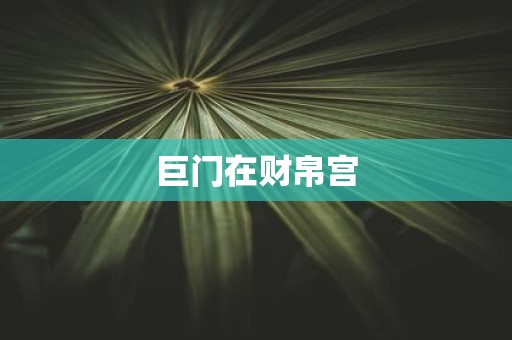 巨门在财帛宫