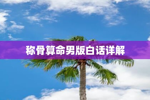 称骨算命男版白话详解