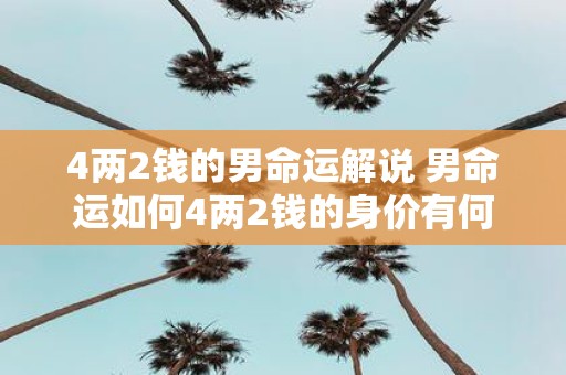 4两2钱的男命运解说 男命运如何4两2钱的身价有何注定