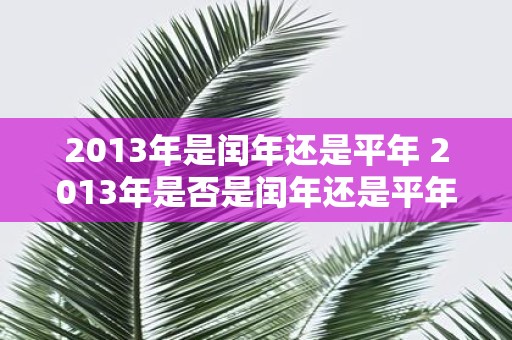 2013年是闰年还是平年 2013年是否是闰年还是平年