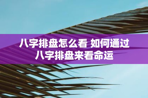 八字排盘怎么看 如何通过八字排盘来看命运