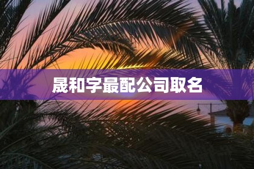 晟和字最配公司取名