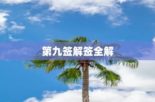 第九签解签全解