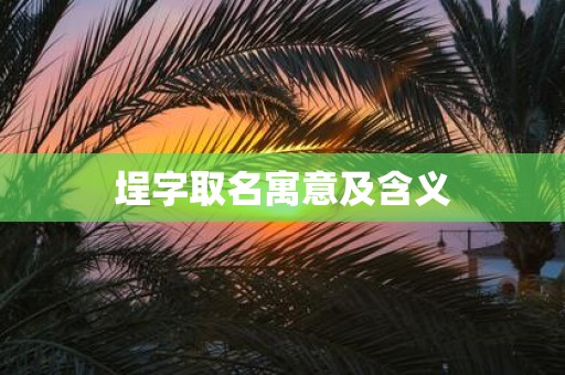 埕字取名寓意及含义