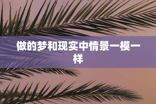 做的梦和现实中情景一模一样