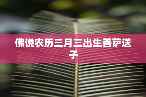 佛说农历三月三出生菩萨送子