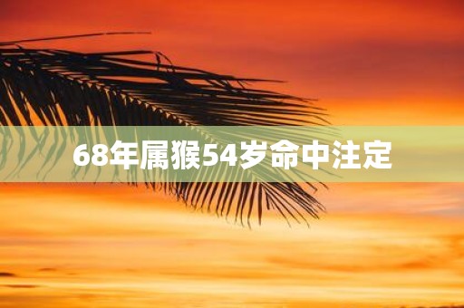 68年属猴54岁命中注定