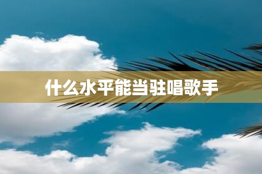 什么水平能当驻唱歌手