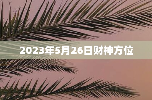 2025年5月26日财神方位