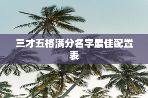 三才五格满分名字最佳配置表