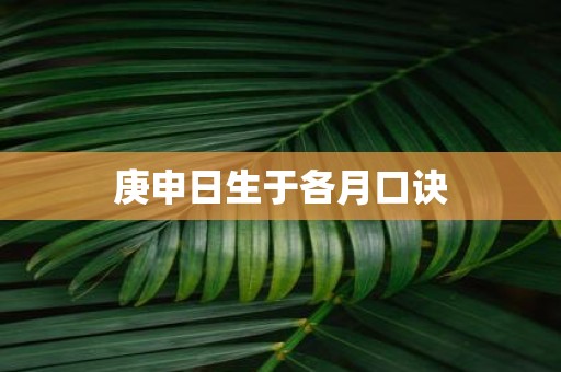 庚申日生于各月口诀