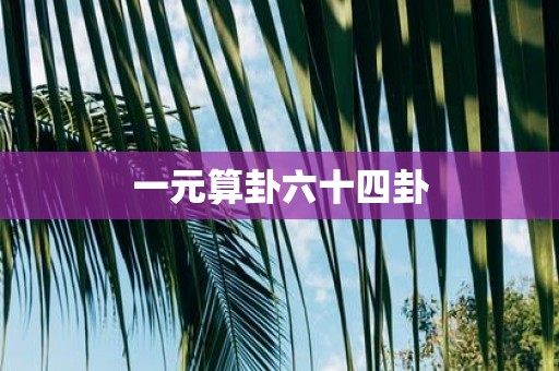 一元算卦六十四卦
