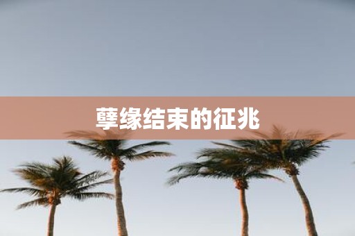 孽缘结束的征兆