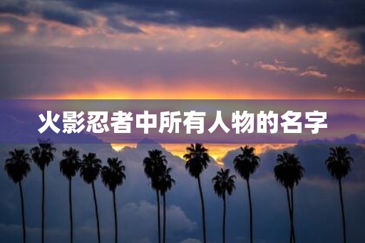 火影忍者中所有人物的名字