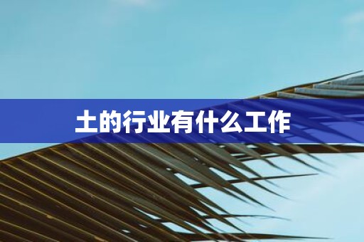 土的行业有什么工作