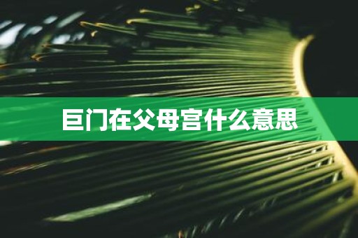巨门在父母宫什么意思