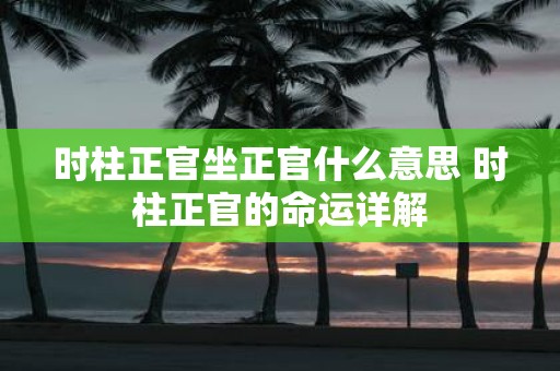 时柱正官坐正官什么意思 时柱正官的命运详解