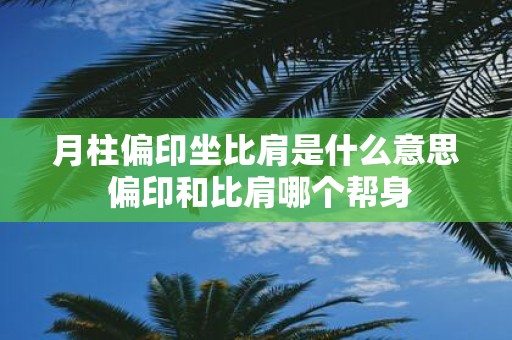 月柱偏印坐比肩是什么意思 偏印和比肩哪个帮身