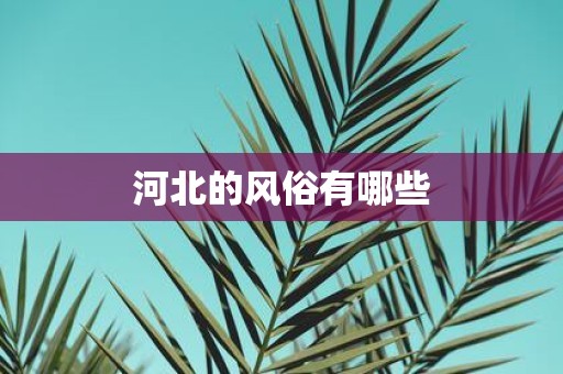 河北的风俗有哪些