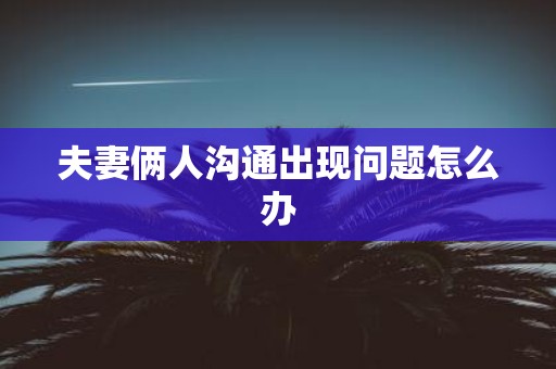 夫妻俩人沟通出现问题怎么办