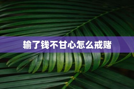 输了钱不甘心怎么戒赌