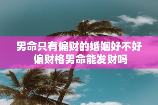 男命只有偏财的婚姻好不好 偏财格男命能发财吗