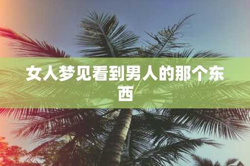 女人梦见看到男人的那个东西