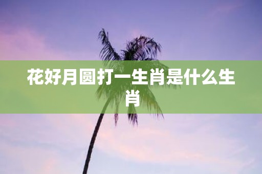 花好月圆打一生肖是什么生肖