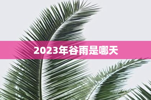 2025年谷雨是哪天