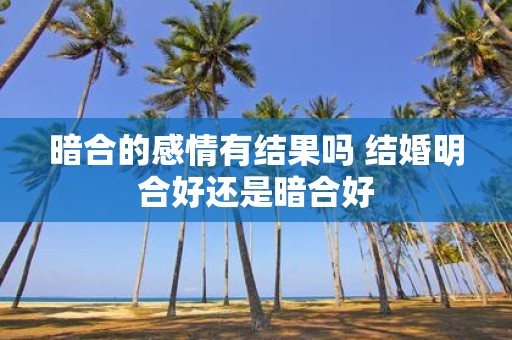 暗合的感情有结果吗 结婚明合好还是暗合好