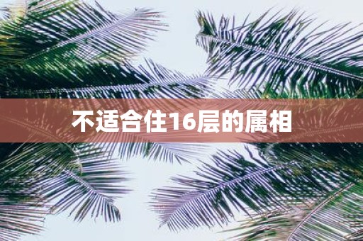 不适合住16层的属相