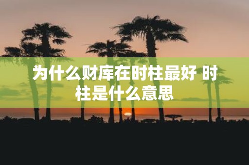 为什么财库在时柱最好 时柱是什么意思
