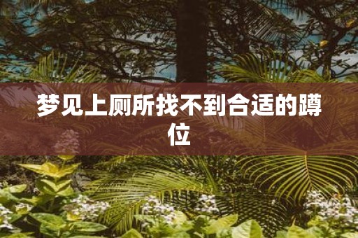 梦见上厕所找不到合适的蹲位