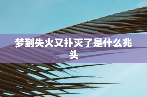 梦到失火又扑灭了是什么兆头