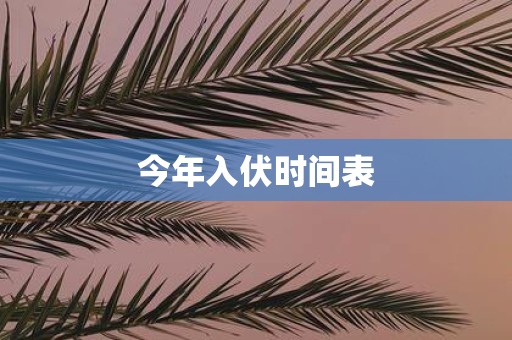 今年入伏时间表