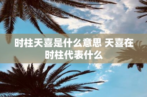 时柱天喜是什么意思 天喜在时柱代表什么