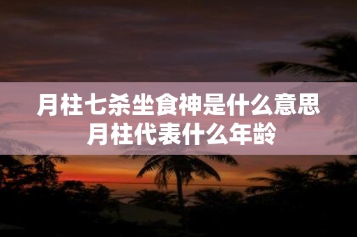 月柱七杀坐食神是什么意思 月柱代表什么年龄
