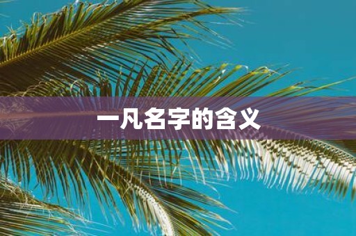 一凡名字的含义