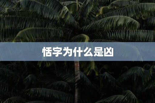 恬字为什么是凶