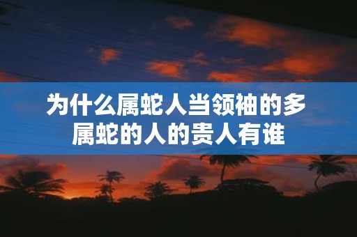 为什么属蛇人当领袖的多 属蛇的人的贵人有谁