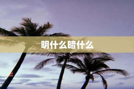 明什么暗什么