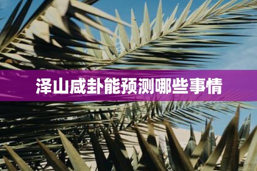 泽山咸卦能预测哪些事情
