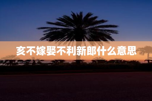亥不嫁娶不利新郎什么意思